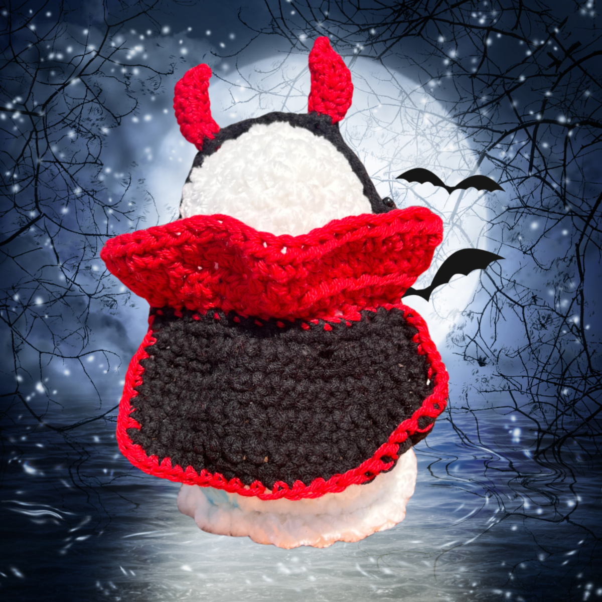 Crochet devil horn headband for Bella Boo Ghost